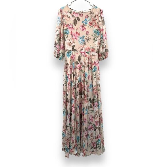Yumi Kim Full of‎ Love Blush Floral Print 3/4 Sleeve Woodstock Maxi Dress S NEW - Picture 2 of 10